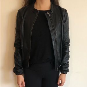 Leather bomber jacket